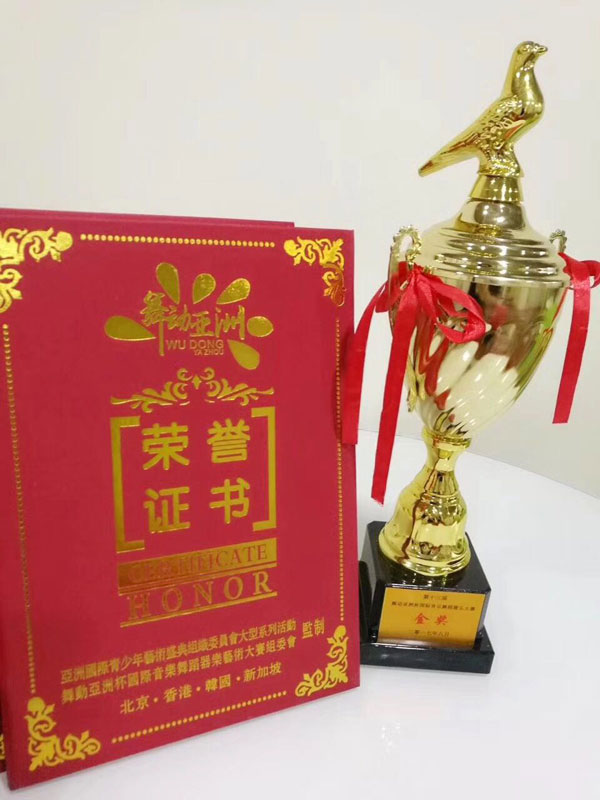 舞动亚洲荣誉证书